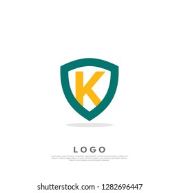letter K logo design template. creative sign. Universal vector icon. SHIELD style - Vector