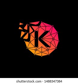 letter K Logo Design Template. technology digital logo. connect concept. negative space concept. network icon -vector
