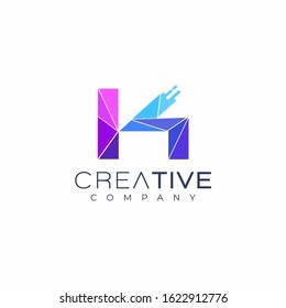 letter K logo design template. Art tech media app creative sign