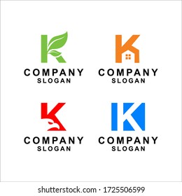 Colección de plantillas de diseño de logotipos K para letras, logotipo K moderno 