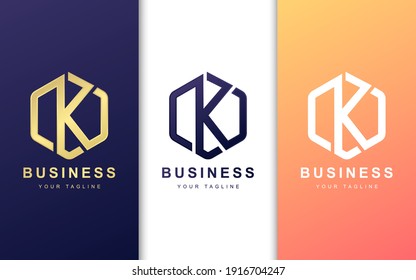 Letter K logo design template with geometric shape style