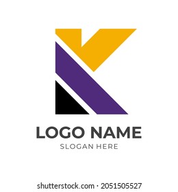letra K diseño de plantilla de diseño de logotipo vector con estilo de color plano