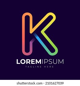 Letter k logo design template. Creative modern trendy k typography and colorful gradient.