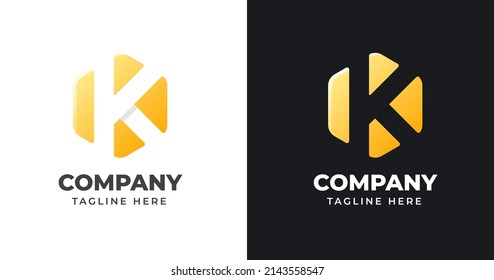 Letter K logo design template with geometric shape style