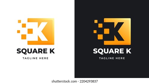 Letter K logo design template with square shape style