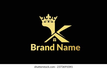 letter k logo design template Type Monogram Gold Properties with building concept premium vector