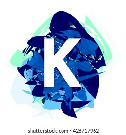 Letter K, logo design template element, letter on blue abstract, font style, vector illustration