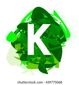 Letter K, logo design template element, letter on green abstract, font style, vector illustration