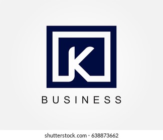 Letter K logo design template with box