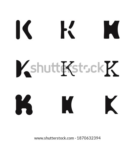 Letter k logo design template collection icon creative. Set of black shapes letter k brand identity vector illustration