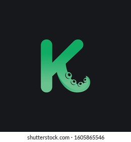 Letter K Logo Design with Tentacle Element