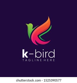 letter k logo design vector. with a bird concept.