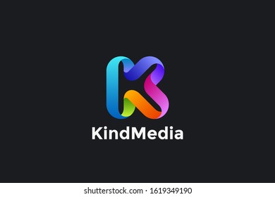 Letra K Diseño de logotipo Plantilla de Vector Cinta Estilo tipográfico.
