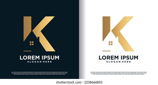 vector de diseño de logotipo de letra k con concepto de casa creativa vector premium