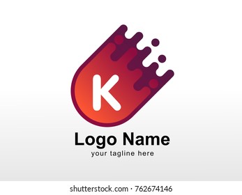 Letter K Logo. K Letter Design Vector with Meteor, Design concept, logo, logotype element for template.