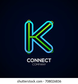 Letter K Logo Design,Circle shape, Link, Technology and digital, connection vector logotype