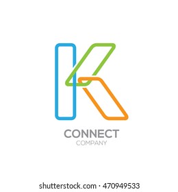 Letter K Logo Design.Linked shape square symbol