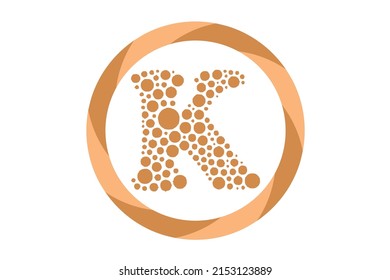 Letter K logo dotted circle design vector icon symbol template