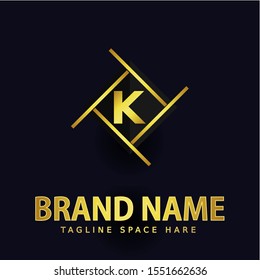 The letter K logo is elegant and charming with a unique shape. Gold letters Isolated with black background. Suitable for business, consulting group companies.