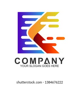 letter k logo with fast motion line shape,business logo templates,delivery and logistic logo