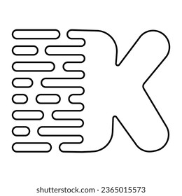 Velocidad rápida del logotipo de la letra k, letra de movimiento, símbolo rápido de k