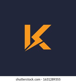 Letter K logo with flash bolt icon.
