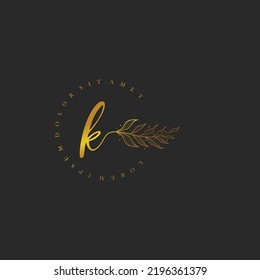 letter K logo floral handwriting logo design. logo for women beauty salon massage cosmetic or spa brand