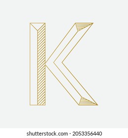 Letter K logo, geometric shape icon, unique letter K monogram, 3D shape, alphabetic symbol, creative icon, vector, illustration, template, abstract