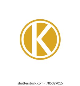 letter K  logo with gold lines and circle