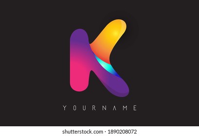 Letter K logo with gradient color design. Business card templates. Colorful rounded vector illustration with K letter.
