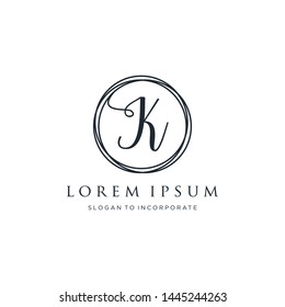 Letter K Logo, handwriting template , circle concept - Vector