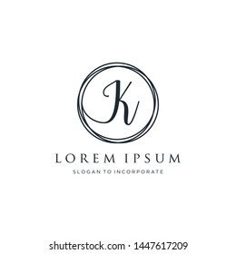 Letter K Logo, handwriting template , circle concept - Vector