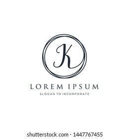 Letter K Logo, handwriting template , circle concept - Vector