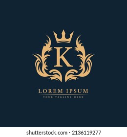 Letter K Logo Hotel, Cosmetics, Spa. Resorts and Restaurants. Luxury, Royal, Decoration, Boutique. Interior Icon. Fashion, Jewelry, Beauty Salon.