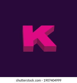Letter K Logo Icon With 3D Style Vector Illustration.