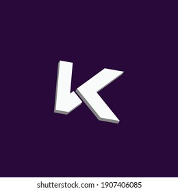 Letter K Logo Icon With 3D Style Vector Illustration.