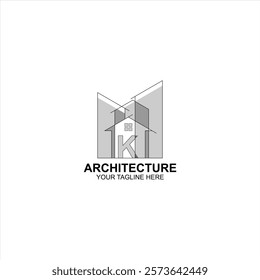 letter k logo icon for architecture with creative illustration