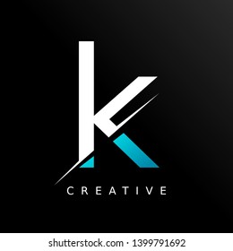 Letter K Logo Icon Design Template Element. Neon blue color - Vector