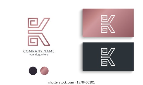 Letter K logo icon design template elements. personal monogram. Vector element. Ethnic style, rich look.