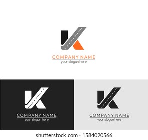 Letter K logo icon design template elements. Road, transport company