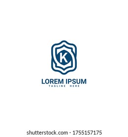 Letter K logo icon design template elements with modern frame 