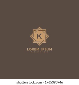 Letter K logo icon design. Luxury jewelry frame gem edge logotype. Print monogram initials stamp sign symbol