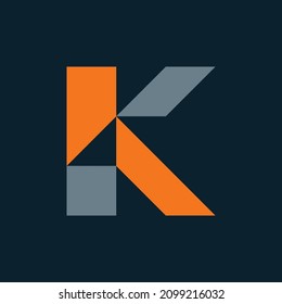 Buchstabe K Logo. Symboldesign. Vorlagenelemente. Geometrische abstrakte Logos