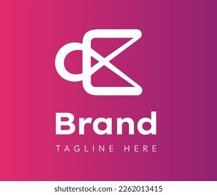 Letter K logo icon design template elements. Initial letter K or CK logo in abstract geometric shape, trendy line style. Usable for Branding and Business Logos.

