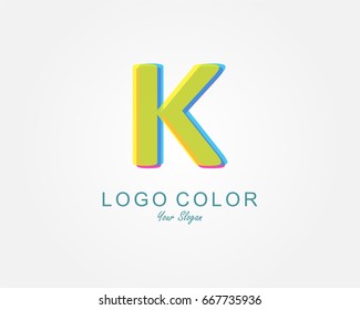 Letter K logo icon design with colorful