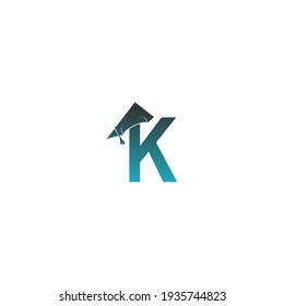 Letter K logo icon with graduation hat design vector illustration