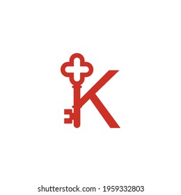 Letter K logo icon with key icon design symbol template vector