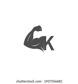 Letter K logo icon with muscle arm design vector illustration