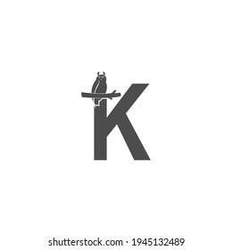 Letter K logo icon  with owl icon design vector illustration