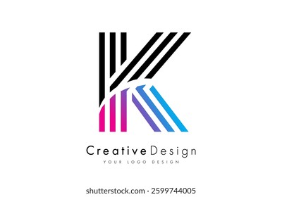 Letter K logo icon vector made of lines. Creative K Design alphabet lettering  Illustration
